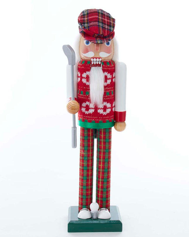 15" Red and Green Golfer Nutcracker