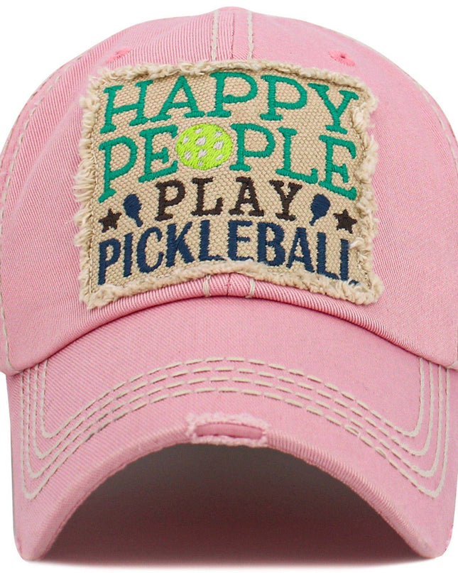 Happy People Play Pickleball Washed Vintage Ballcap