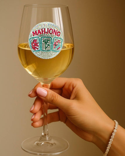 Mahjong Stemmed Wine Glass