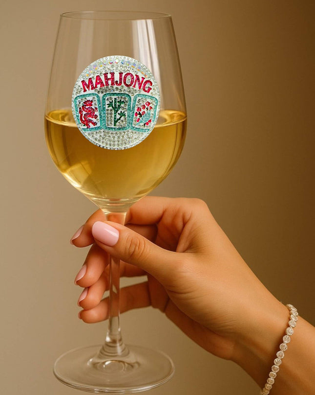 Mahjong Stemmed Wine Glass