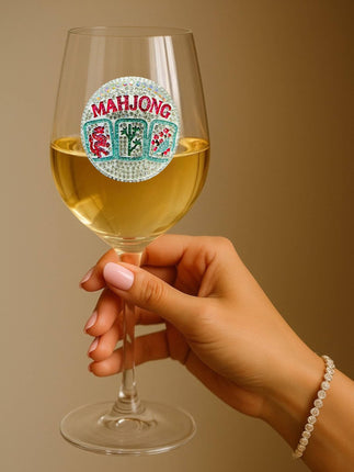 Mahjong Stemmed Wine Glass