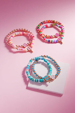 Pickleball Enamel Rubbeads Stretch Bracelet