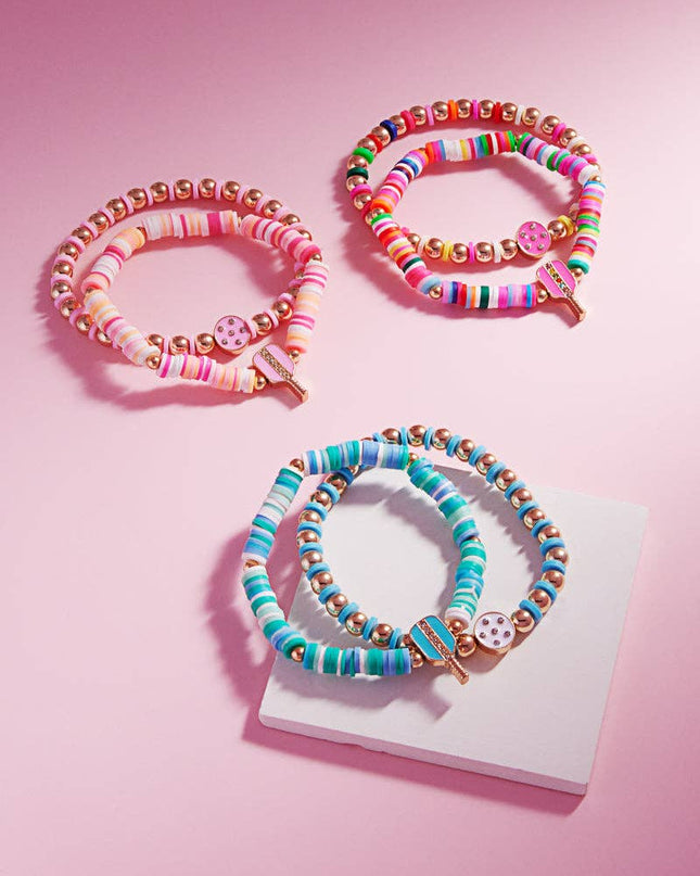 Pickleball Enamel Rubbeads Stretch Bracelet