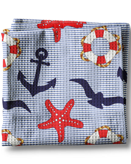 Nautical Seashell Preppy Anchor Beach Ocean Kitchen Towel