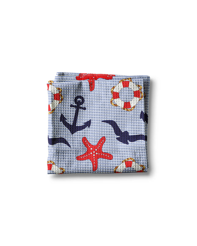 Nautical Seashell Preppy Anchor Beach Ocean Kitchen Towel