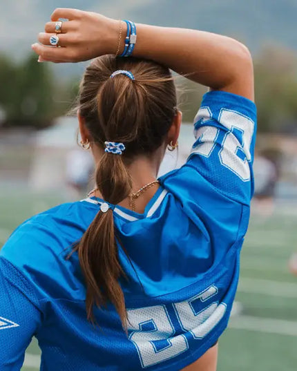 Game Day Blue/White Hair Tie Bracelets