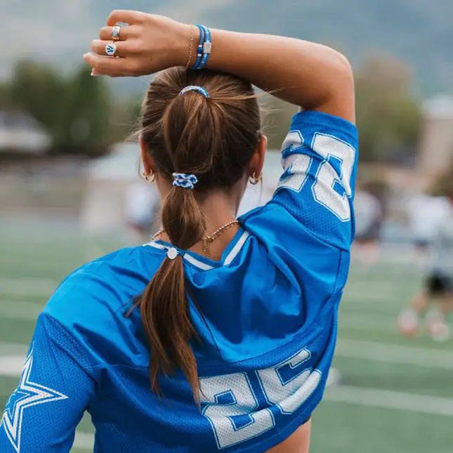 Game Day Blue/White Hair Tie Bracelets