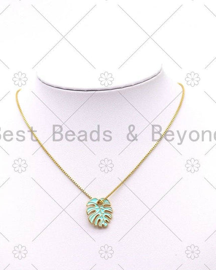 Colorful Enamel Banana Leaf Shape Pendant, 18K Gold Filled E