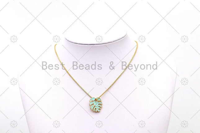 Colorful Enamel Banana Leaf Shape Pendant, 18K Gold Filled E