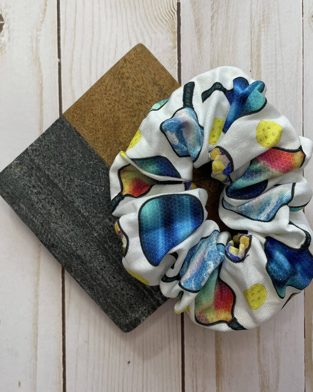 White Pickleball Cotton Handmade Scrunchie