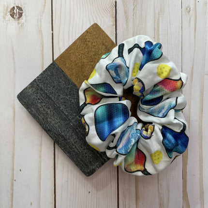White Pickleball Cotton Handmade Scrunchie