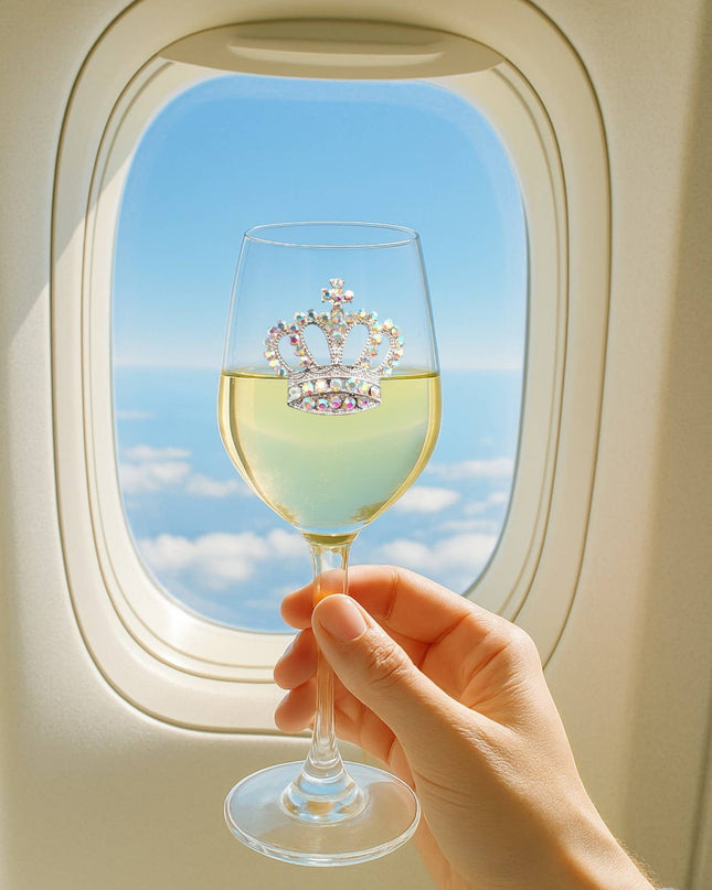 Aurora Borealis Crown Jeweled Stemmed Wine Glass