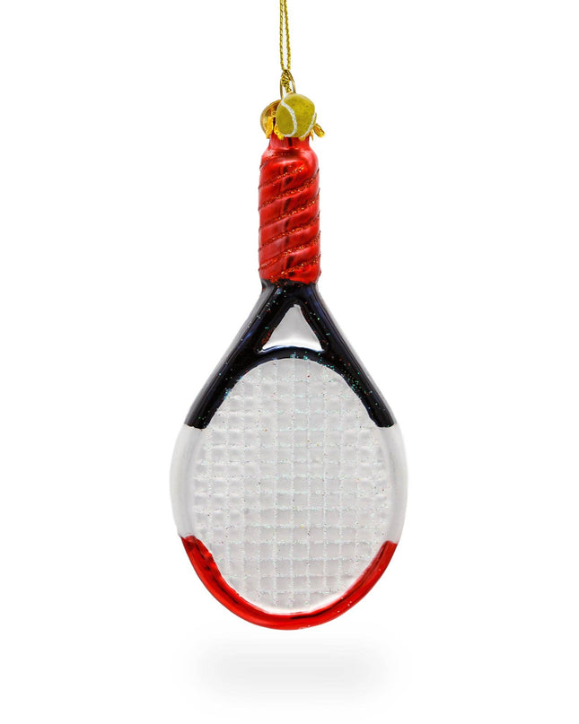 Sporty Tennis Racket Blown Glass Ornament