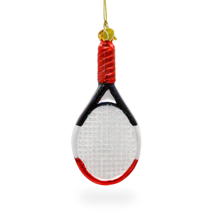 Sporty Tennis Racket Blown Glass Ornament