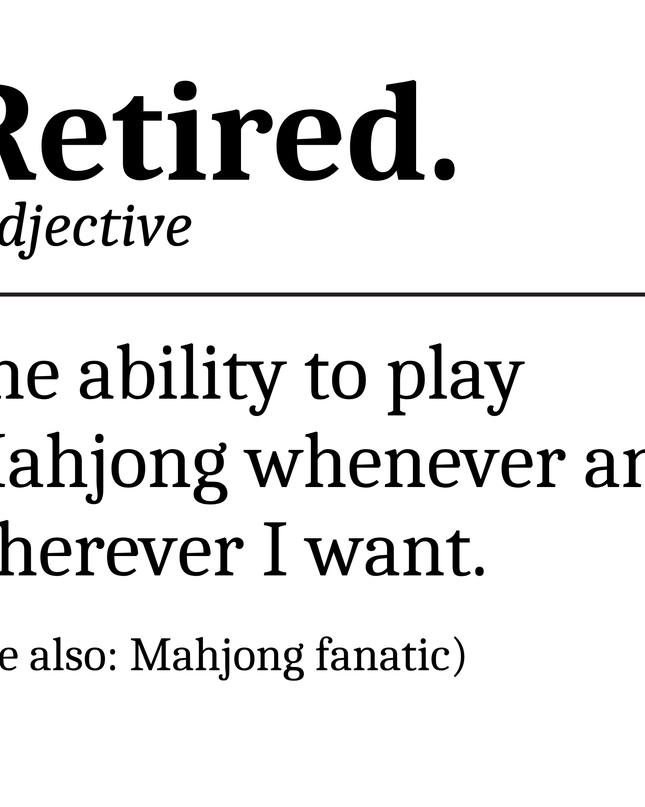 Retired Mahjong Sticker – Funny Definition Square Vinyl Sticker for Mahjong Lovers