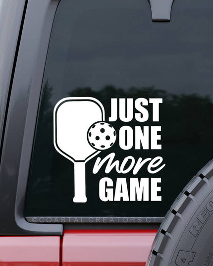 Pickleball Just One More Game Car Window Decal (Packaged)