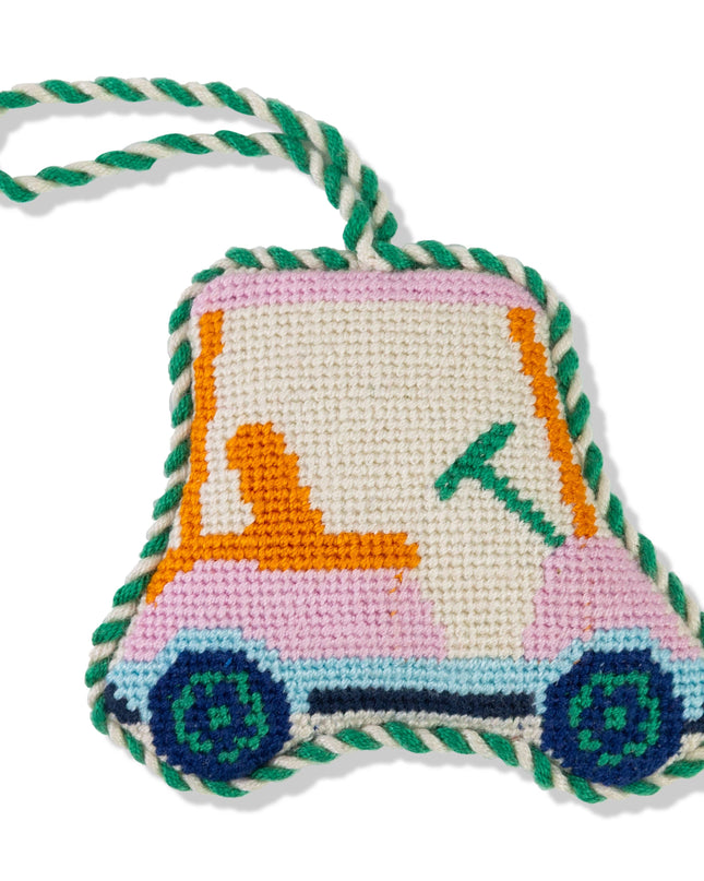Needlepoint Icon Ornament - Golf Cart