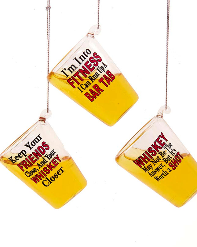 Kurt Adler Glass Whisky Shot Ornaments