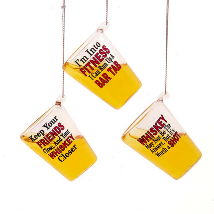 Kurt Adler Glass Whisky Shot Ornaments