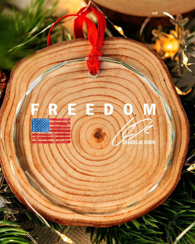 Freedom RIP Charlie Kirk 1993-2025 Glass Ornament, Speech