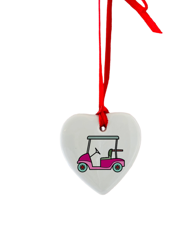 Gift Tag: Golf Cart Heart Tag Ornament