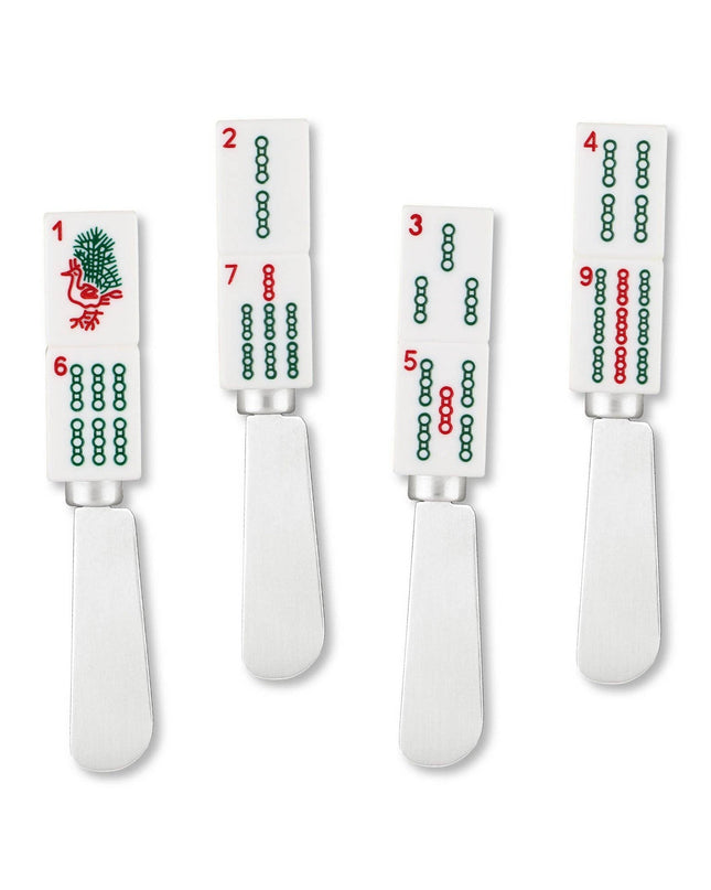 4-Piece Mahjong Bamboo Charm Resin Cheese Spreader