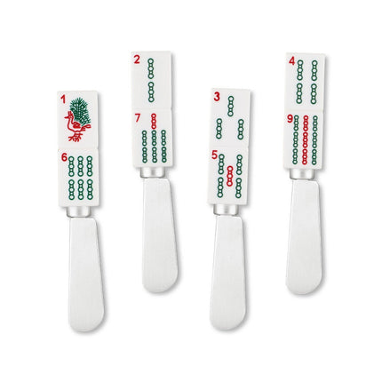 4-Piece Mahjong Bamboo Charm Resin Cheese Spreader