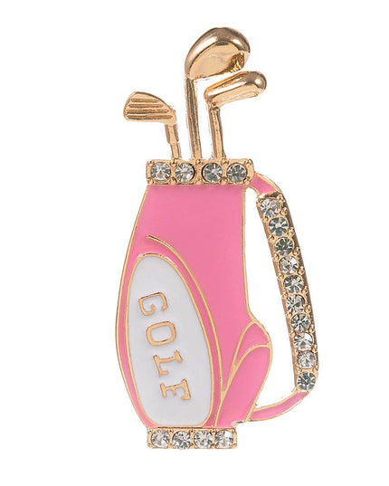 Enamel Rhinestone Accent Golf Bag Pin Brooch