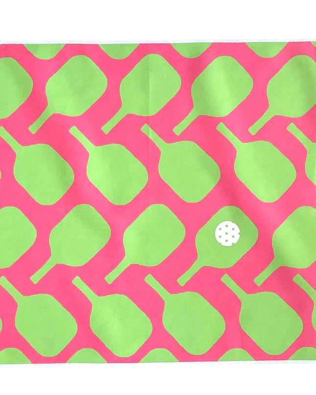 Green & Pink Pickleball Sport Towel