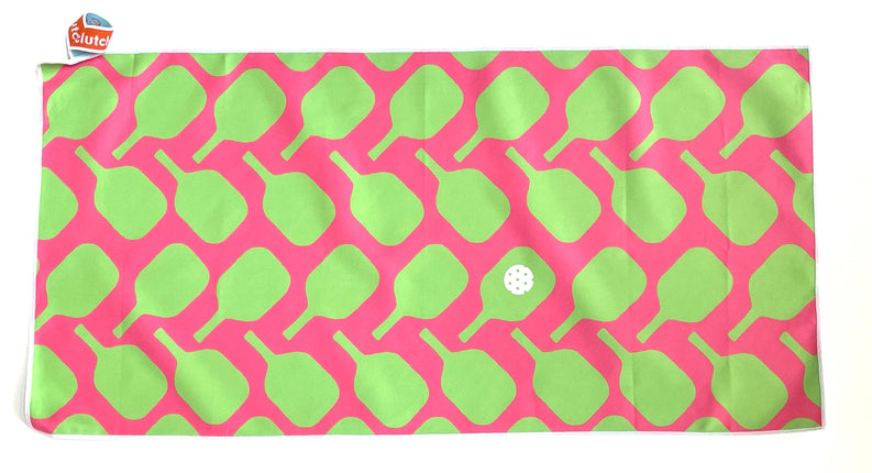 Green & Pink Pickleball Sport Towel