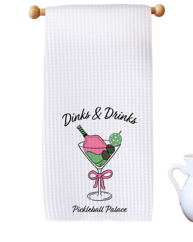 Dinks & Drinks Waffle Towel - Pickleball