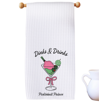 Dinks & Drinks Waffle Towel - Pickleball