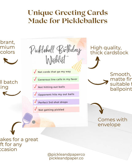 Pickleball Birthday Wishlist Greeting Card