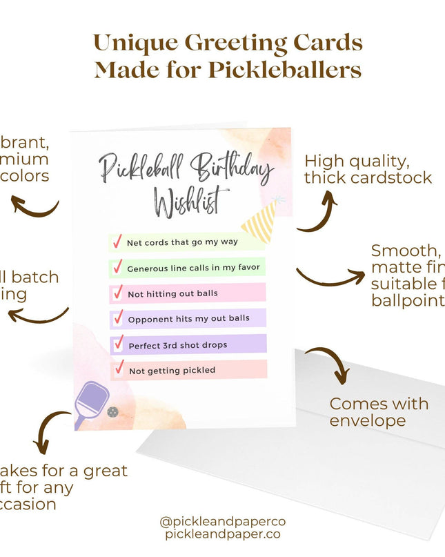 Pickleball Birthday Wishlist Greeting Card