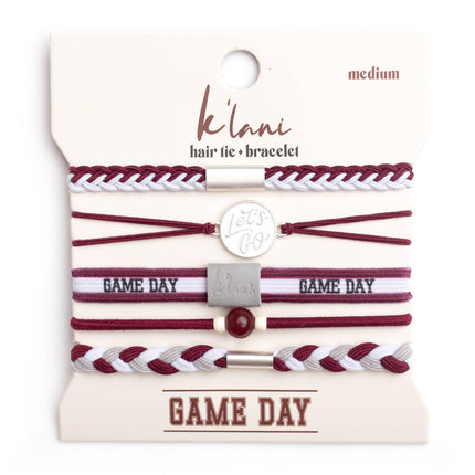 Game Day Maroon / Gray Hair Tie Bracelets
