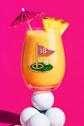 18th Hole Stemless Wine Glass