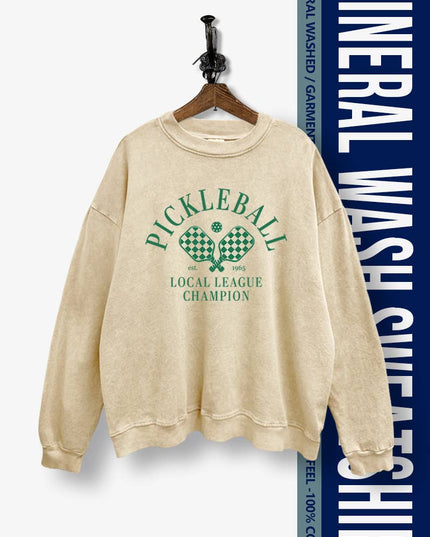 PICKLEBALL PRINT MINERAL WASH SWEATSHIRT BLUE