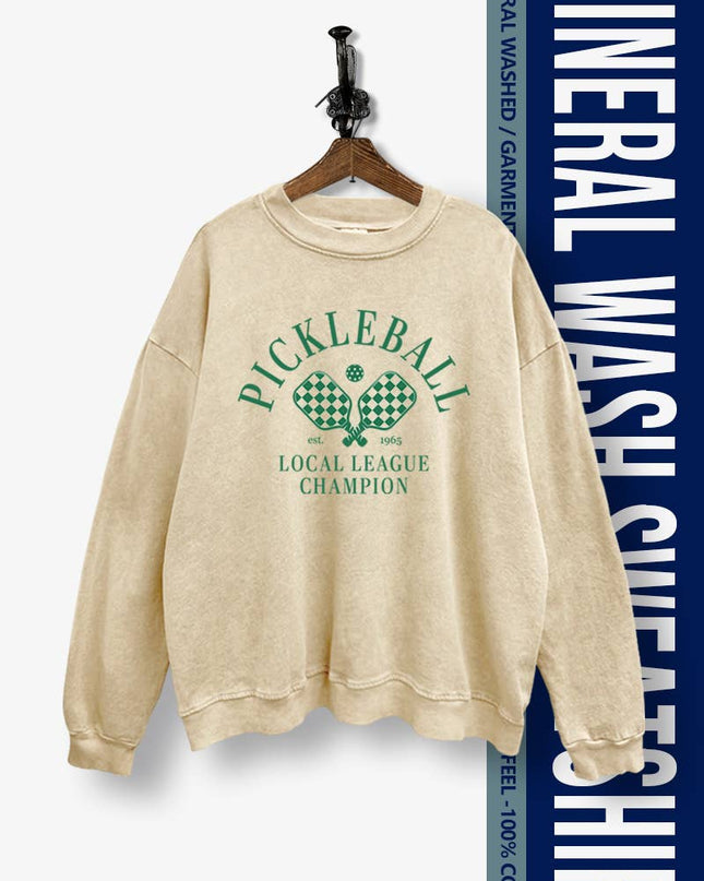 PICKLEBALL PRINT MINERAL WASH SWEATSHIRT BLUE