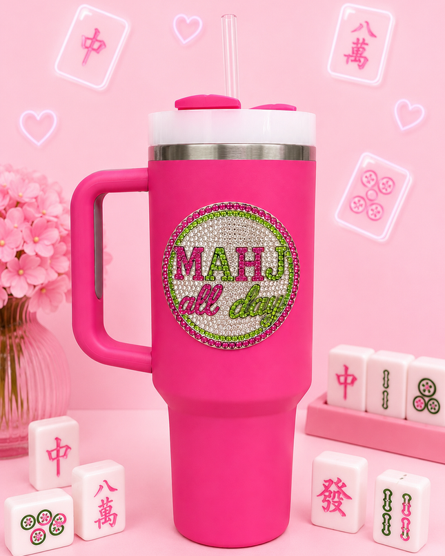 Mahjong Jeweled 40oz Pink Tumbler