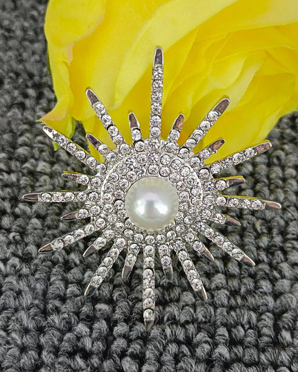 Cubic Zirconia Metal Sunflower Brooch