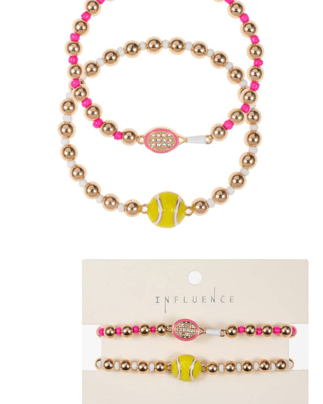 TENNIS BALL ENAMEL 2 SET STRETCH BRACELET