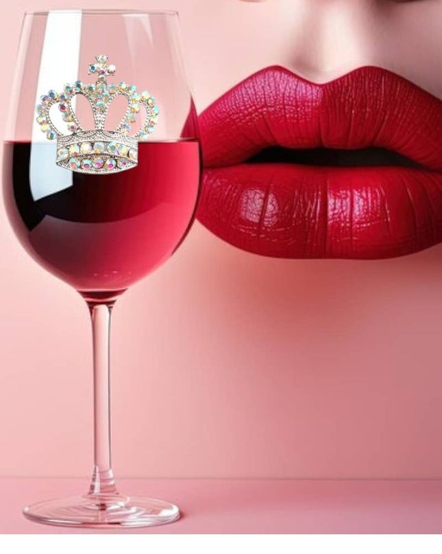 Aurora Borealis Crown Jeweled Stemmed Wine Glass