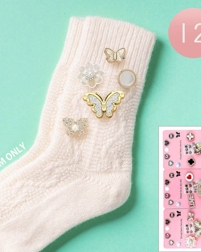 Pearl Butterfly Pin Shoe & Slouch Sock Charm Set
