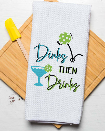 Dinks Then Drinks Pickleball Waffle Towel