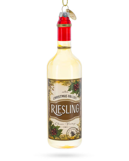 Riesling Wine Bottle Glass Ornament