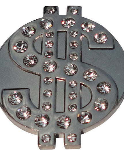 Dollar Sign Ball Marker with Clear Crystals