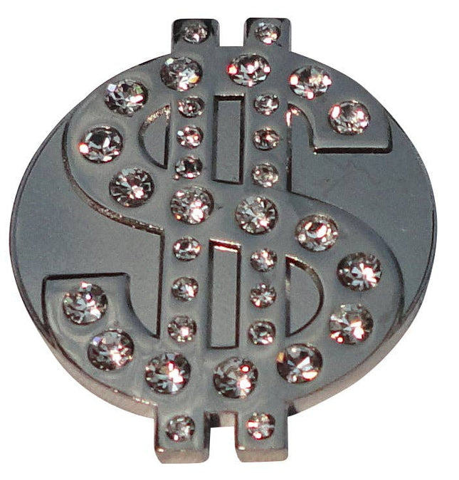 Dollar Sign Ball Marker with Clear Crystals