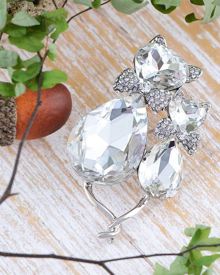 Light Smoked Topaz Kitty Cat Animal Brooch Pin