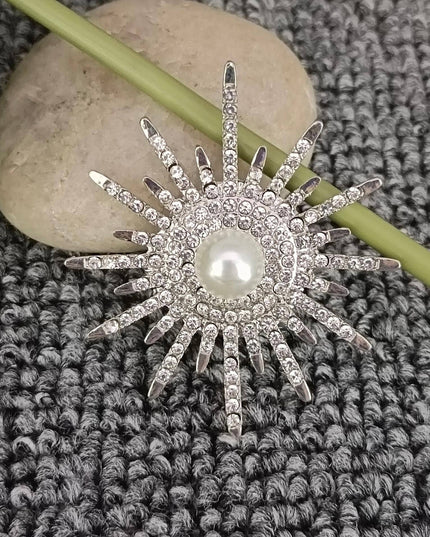 Cubic Zirconia Metal Sunflower Brooch