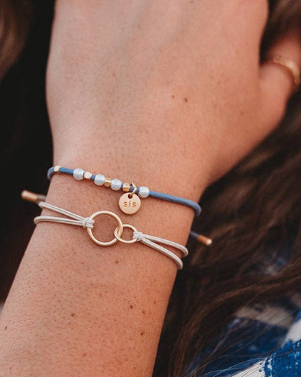 "Sisters" Gold & Pearl Shareable Hair Tie Bracelet Set